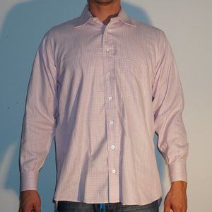 Saks Fifth Avenue Mens Dress Shirt Pink White